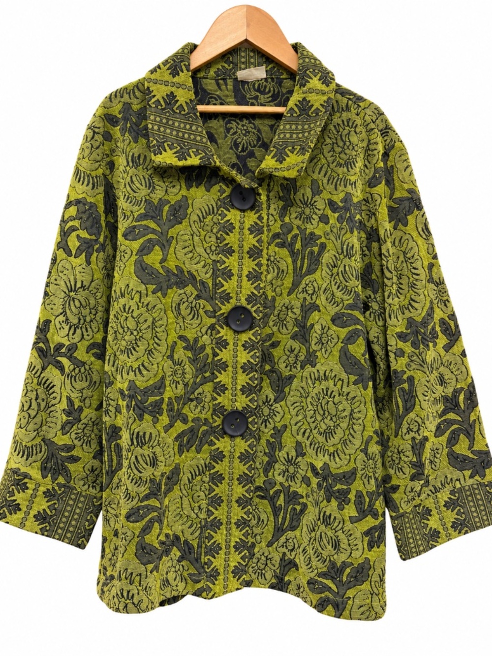 Habitat Olive Black Floral Jacquard Jacket